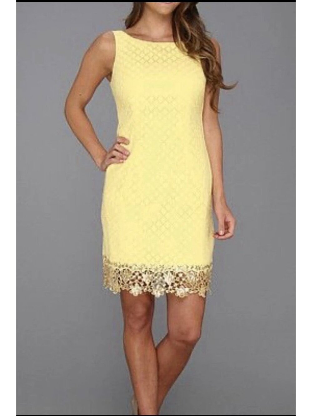 Lilly Pulitzer Dawson Dress StarfruitYellow Dot Dot Dot Lace Size 14